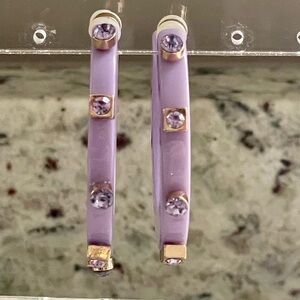 Smith & Co City Girl Jewel Hoop Earrings Lavender Light Purple Small Size